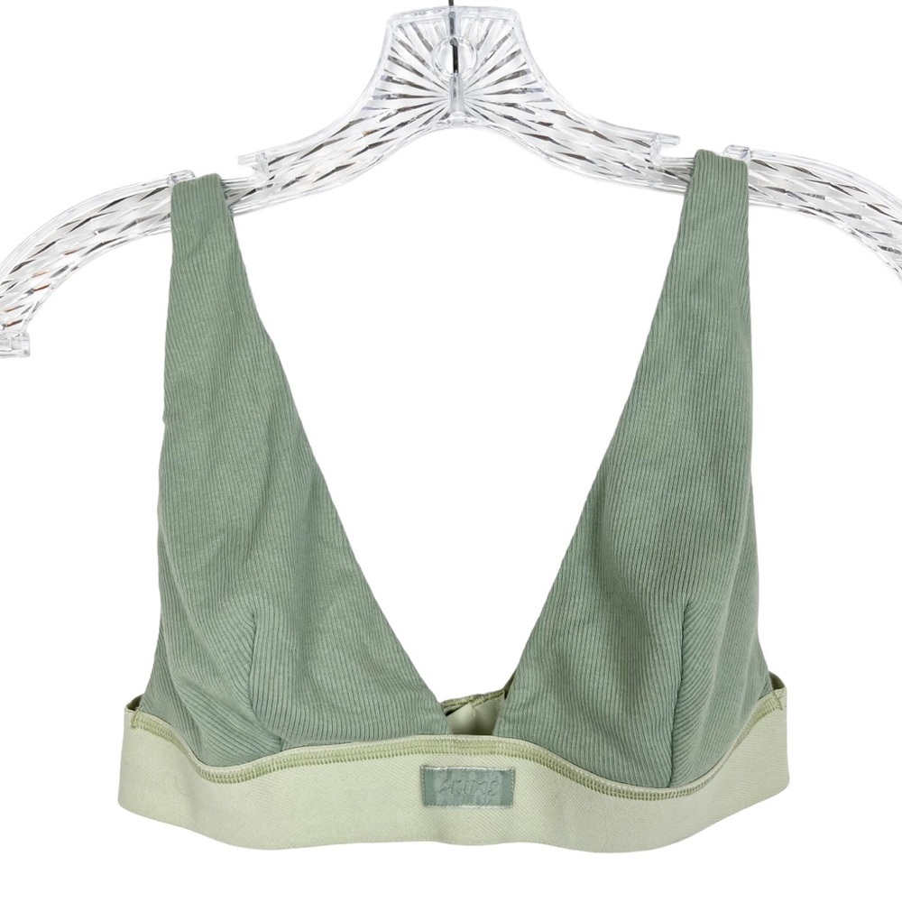 Skims women’s cotton ribbed plunge bralette size XL green.